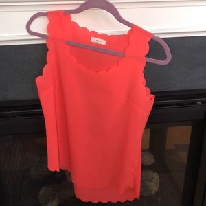 Coral blouse.